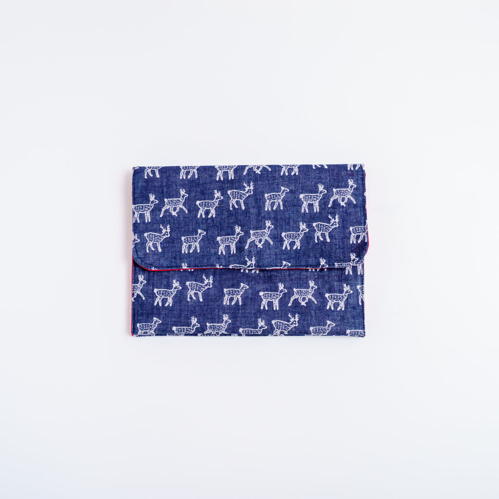 播州織　鹿柄マルチポーチ仕切り付き